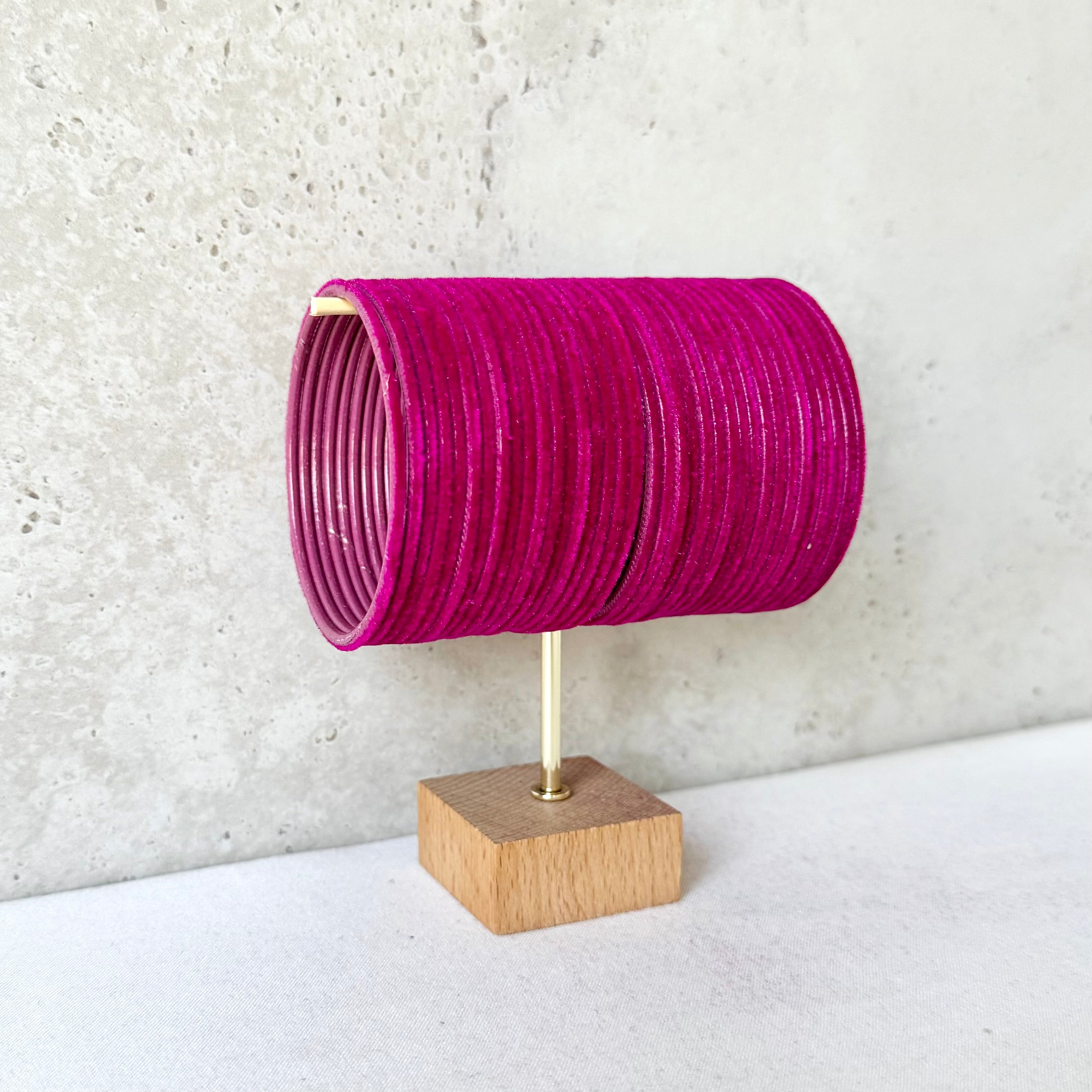 Hot Pink Velvet Bangles - 36 pcs